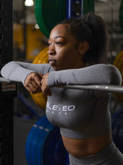 Load image into Gallery viewer, BLESSED Long Sleeve Crop Top - SlimStrength ActiveWear - Apparel with Purpose
